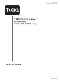 Toro – 1800 Power Curve – Snowthrower – Operators Manual – Form No. 3327-516