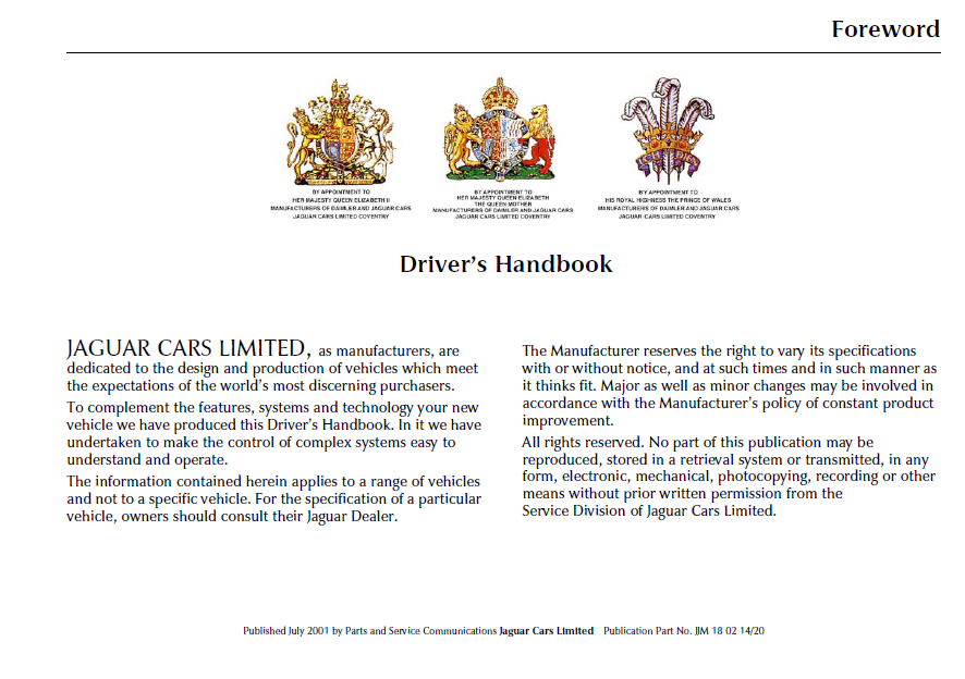 Jaguar – XK – Owners Manual – 2002 – English