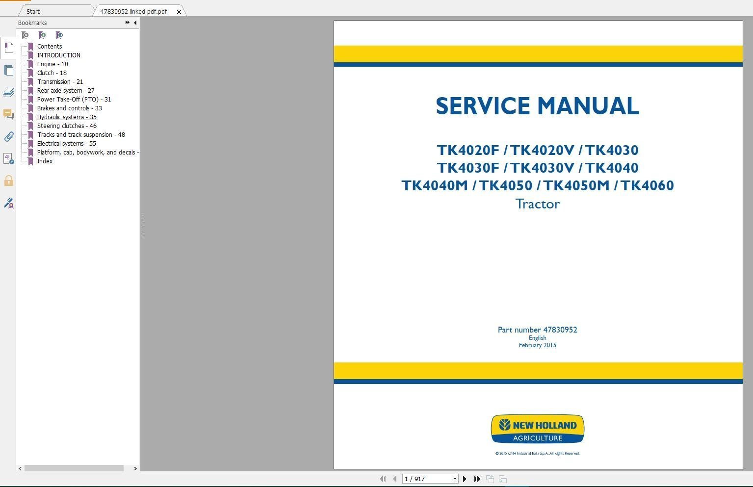 New Holland – Agriculture Equipment – Service Manuals – Update [11.2018]