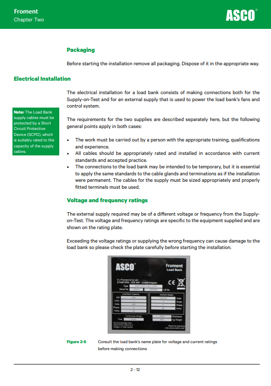 ASCO – FROMENT – 3000 SERIES Load Banks – User Manual