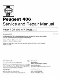 Peugeot 406 – Service & Repair Manual – 1999 to 2002