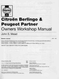 Citroen Berlingo & Peugeot Partner – Owners Workshop Manual – 1996 TO 2005