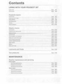 Peugeot 307 – Service & Repair Manual – 2001 to 2004