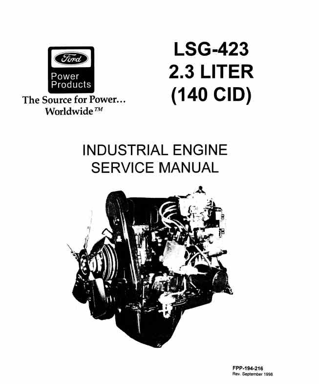 194-216 Ford LSG423 2.3L Industrial Engine Service manual (Sep1998)