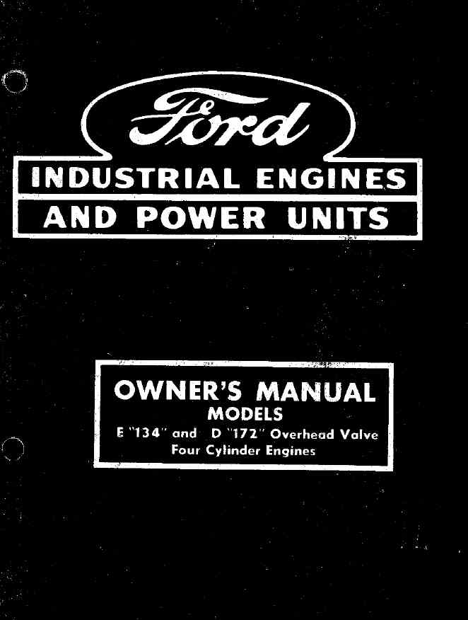 Ford Models E (134ci) and D (172ci) Industrial Engine Owners manual