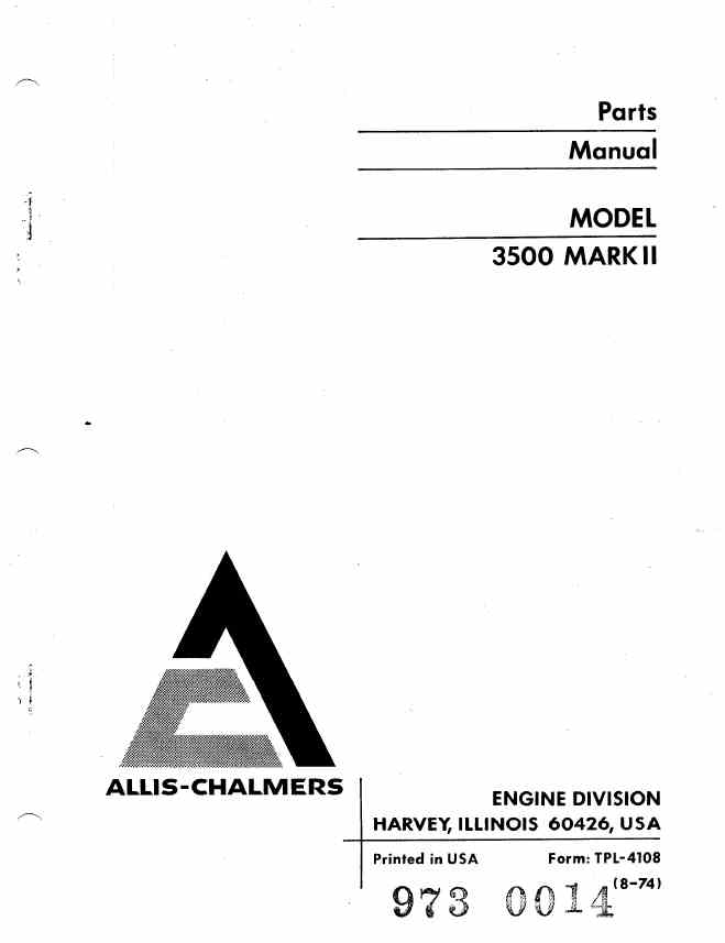 ALLIS-CHALMERS 3500 MK2 Engine Parts manual