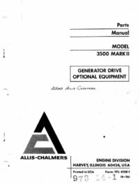 ALLIS-CHALMERS 3500 MK2 Engine Drive & Optional Equipment Parts manual