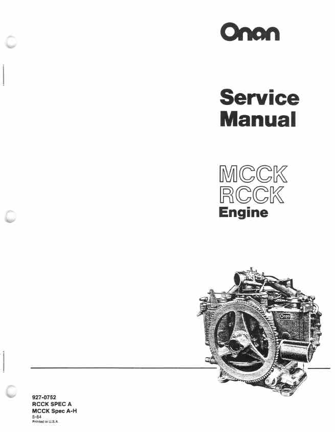 927-0752 Onan MCCK (Spec A-H) RCCK (Spec A) Engine 1of 3 (05-1983)