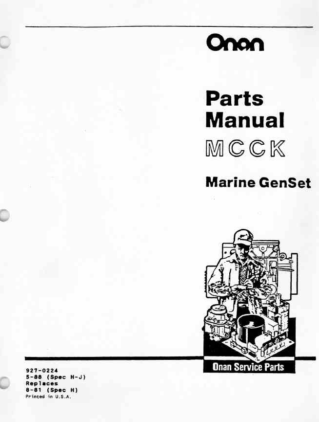 927-0224 Onan MCCK (spec H-J) Marine Genset Parts manual (05-1988)