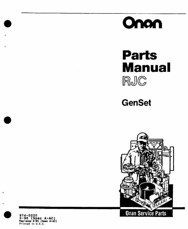 974-0220 Onan RJC (spec A-AC) Genset Parts & Special Parts manual (03-1990)