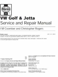 Volkswagen – VW Golf & Jetta Mk 2 – Service and Repair Manual