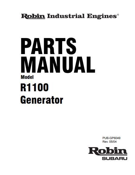 Robin Industrial Engines – R1100 Generator – Parts Manual