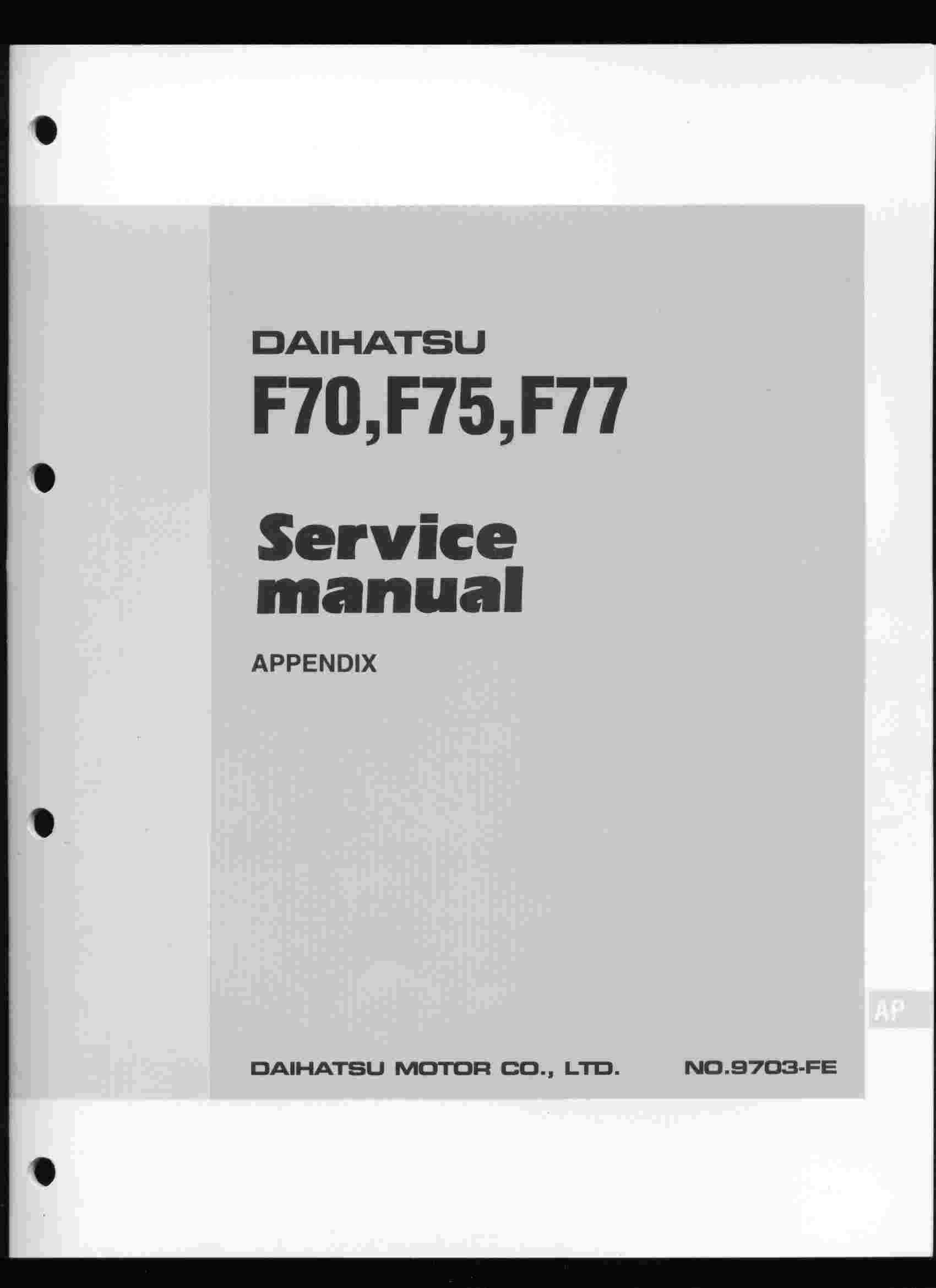 Daihatsu Rocky F70 F75 F77 Diesel Workshop Manual