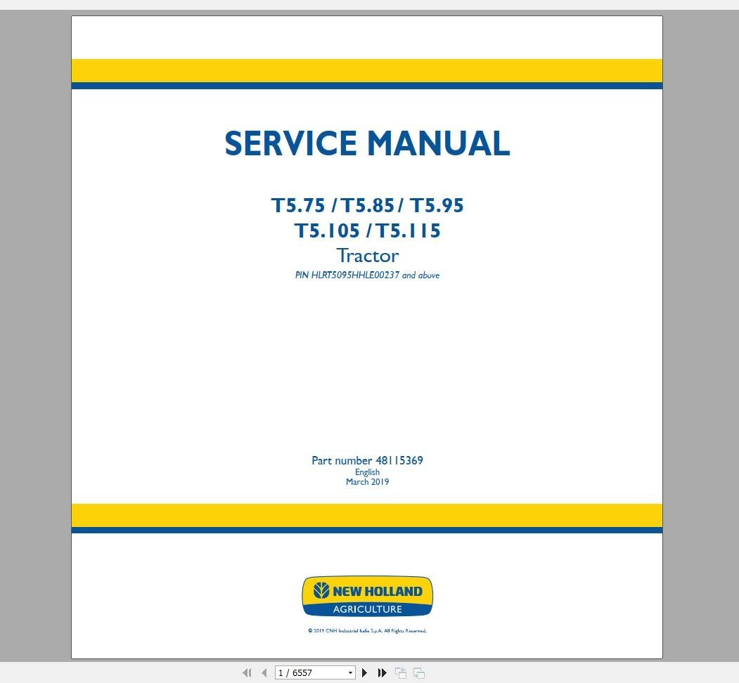 New Holland AG Agricultural Service Manual Updated [11.2020]