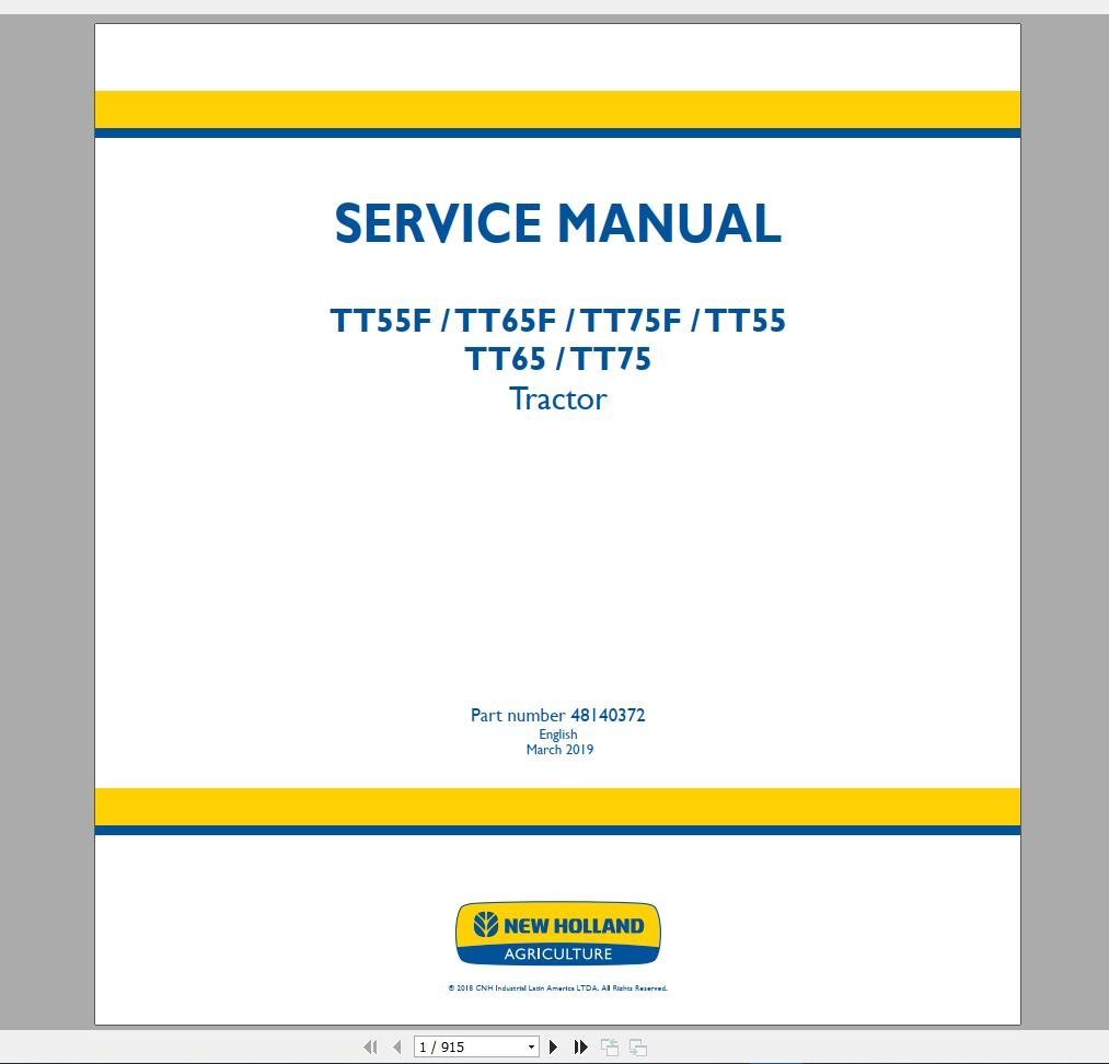 New Holland AG Agricultural Service Manual Updated [11.2020]