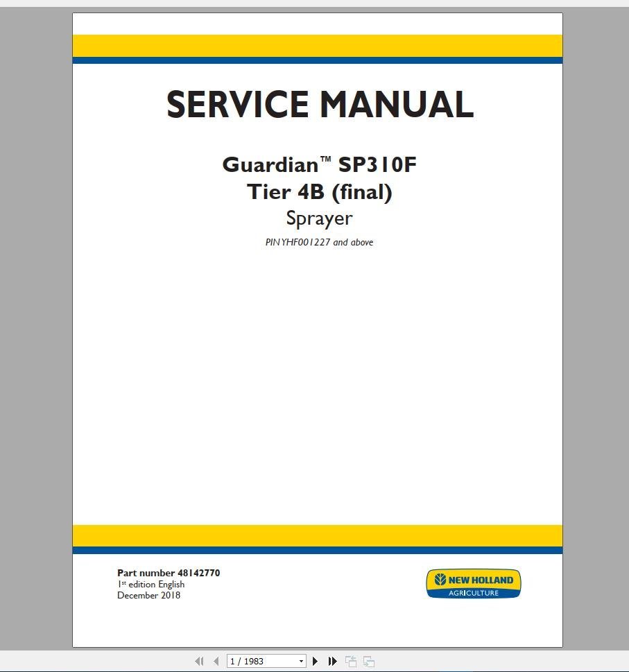 New Holland AG Agricultural Service Manual Updated [11.2020]