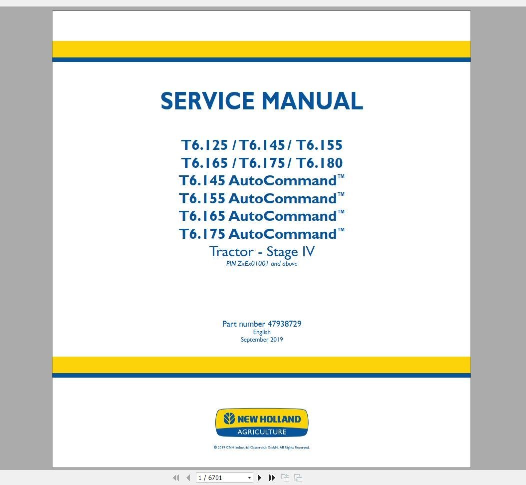 New Holland AG Agricultural Service Manual Updated [11.2020]